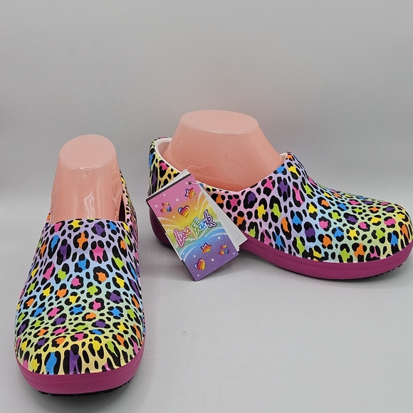 NEW Lisa Frank × CROCS nonmarking, slip resistant cheetah print  clogs size 7 - Picture 2 of 15